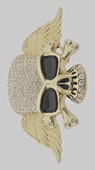 Skull Belt Buckle Crossbone Feather Skeleton Halloween Pirate Costume Bling Gold