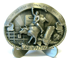 1983 Pahrump Harvest Festival Fair & Rodeo Nevada Bull Rider Belt Buckle Ltd Ed