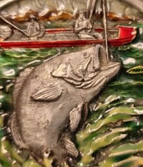 Vintage 1984 Siskiyou Belt Buckle Bass Fishing 3D Enameled Outdoor Pewter