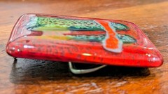 Abstract Glass Belt Buckle Red Green Orange Black Men&rsquo;s Clamp Closure 2 Inch