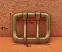 Men Retro Brass Double Tongue Pin Prong DIY Metal Belt Buckle Fits 40MM Straps
