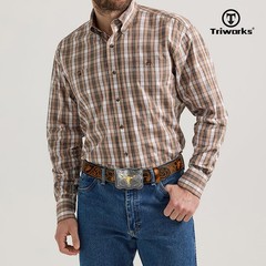 TRIWORKS Men&rsquo;s Western leather belt Cowboy Fit Size 47&Prime;-50&Prime;, Black/Brown
