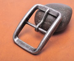 38mm Men Silver Tone Classic DIY Leathercraft Center Bar Prong Pin Belt Buckle