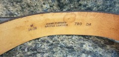 Men&rsquo;s Leather Belt Sz M w/ Buick Belt Buckle Wyoming Studio Art Works Vtg Car