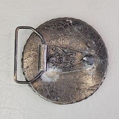 Horse Jumping Belt Buckle Round Silver Tone Equestrian 3&Prime;