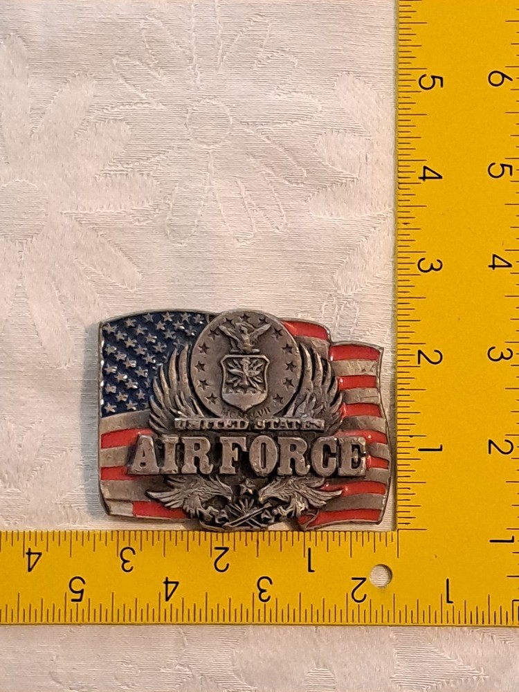 US Air Force Military Belt Buckle Amarican Flag Eagles Wings USA