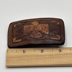 Vintage Leather Hand Tooled Belt Buckle Thunderbird