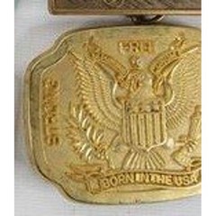 Vintage Born in the USA Eagle Belt Buckle Brass Tone Patriotic Americana Strong