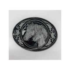 Vintage Siskiyou Belt Buckle Mens OS Silver Black Horse Western Cowboy 1991 USA