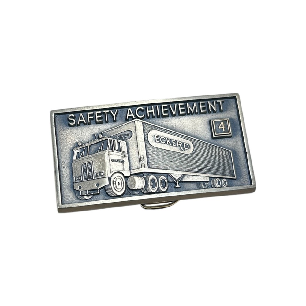 Vintage Eckerd Drugs Safety Achievement 4 Semi Truck Belt Buckle Jostens Metal