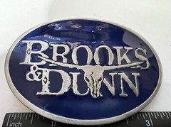Brooks and Dunn Navy BLUE Enamel Belt Buckle Solid Metal Country Music Pewter