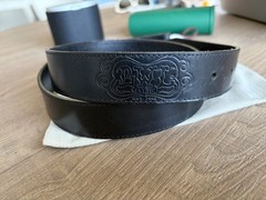 RARE! BWL BILL WALL LEATHER CUSTOM LEATHER BELT W/ STERLING SILVER CROSS SNAP