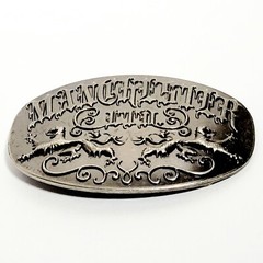 MANCHESTER LTD VTG FORGED BELT BUCKLE Lions Crest & Scroll Design 4&Prime;wide VGC!