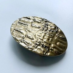 Solid Brass Rock Stone Texture Metal Belt Buckle