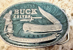 Vintage Buck Knives Limited Edition Belt Buckle BB901 Silver Green