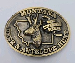 Montana Deer & Antelope Hunt NRA Whittington Center Brass Belt Buckle