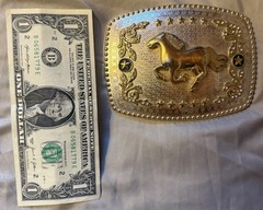 Rock Bull Ride Rodeo Long Huge Big Cowboy Texas Western Shine Belt Buckle Horse