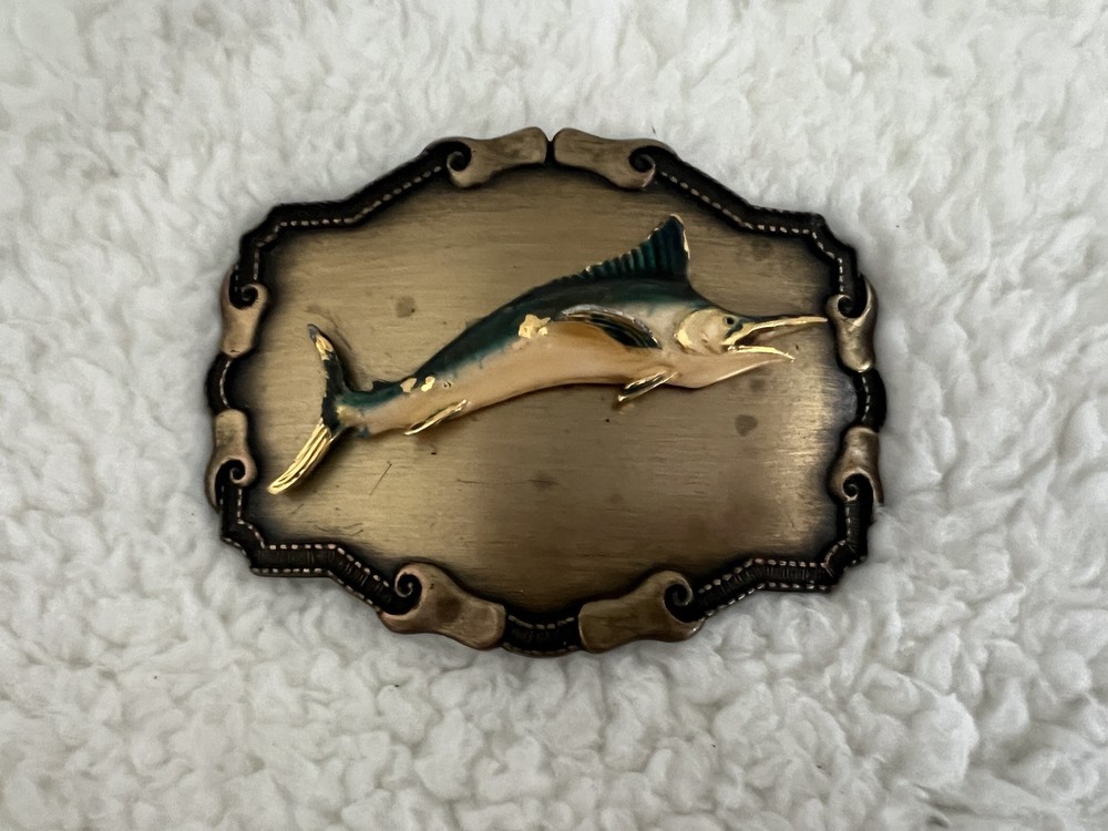VTG 1979 RAINTREE MARLIN FISH BELT BUCKLE (3 1/2&Prime; X 2 3/4&Prime;)