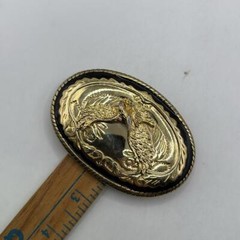 Vintage Gold Tone Black Bald Eagle Bird Belt Buckle Made In USA
