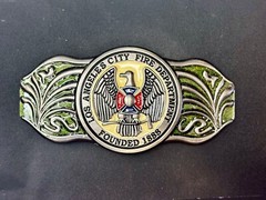 LA Los Angeles Fire Department 1888 Silver TFJ LARGE 6&Prime; Wide Belt Buckle