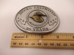 Vintage Ducks Unlimited Belt Buckle Mens Siskiyou Silver 50 Years Minnesota 1987