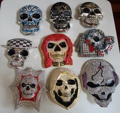 Men&rsquo;s Fashion Silver & Gold Finish Skull Pirate Hip Hop Party Buckle