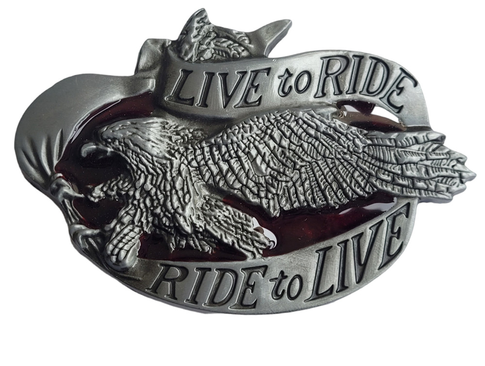 Silver Finish Biker Belt Buckle – Western Biker Belt Buckle Live to Ride