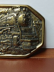 Vintage Avon Train Railroad 3D Brass Metal? Belt Buckle
