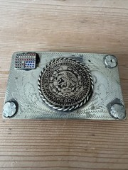 Vintage Silver Small Handmade Mexican Peso 1965 Belt Buckle Stamped