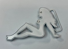 Mudflap Girl Belt Buckle Mud Flap White Color Enamel Cz Studded Belt Buckle