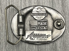 Vintage Aluminum Brick Glass Workers Union Belt Buckle Silver Tone Limited USA