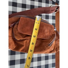Brown Leather Suede Belt Bag Fanny Pack Pouch brass buckle western vintage boho