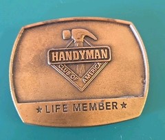 Vintage Brass Handyman Belt Buckle 1996 Club Of America Life Member