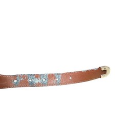 Jos A Bank Mens Leather Belt Size 38 Brown Croc Embossed Silver Buckle