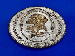North American Hunting Club Life Member Eagle Vintage Two Tone Belt Buckle
