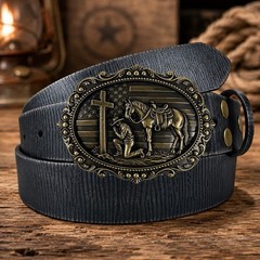 GRAERRY Western Belt Buckle Kneeling Praying Medium, 018 Christian Bronze