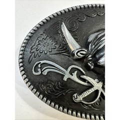 Pirate Skull & Crossed Swords Belt Buckle Antique Silver Biker Goth Punk