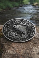 Western Fish Belt Buckle Angler Trout Salmon Silver Bronze Cowboy Style