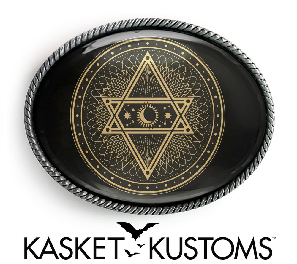 Tarot Pentagram Belt Buckle – Moon Sun and Stars Magic Symbol Buckle – 614-SO