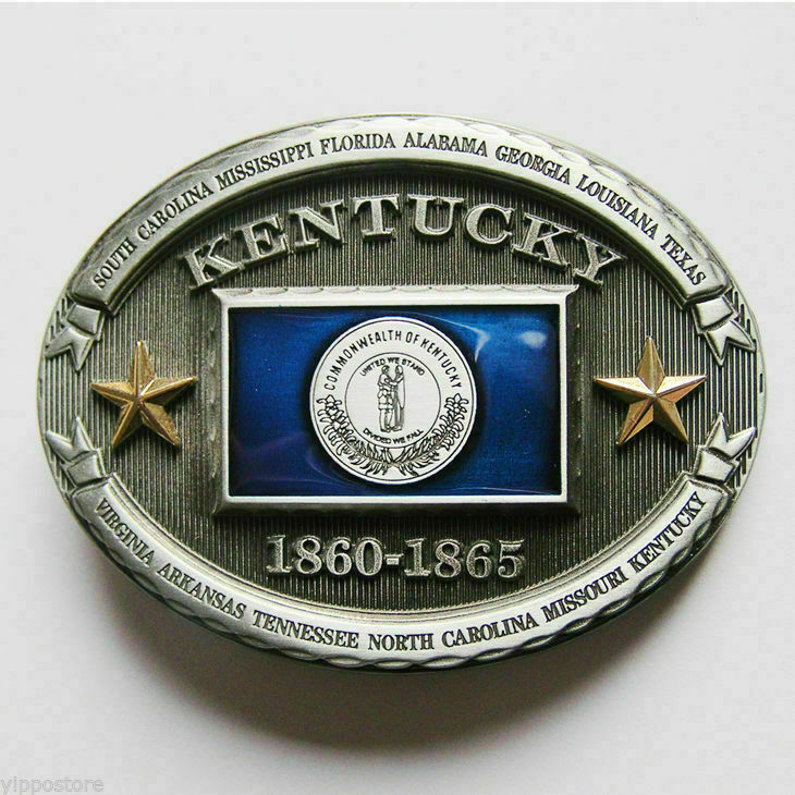 Kentucky KY State Flag Western Metal Belt Buckle