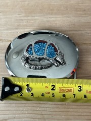 Vintage Armadillo WESTERN Handcrafted belt buckle Inlay Stones TURQUOISE Red