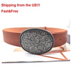 With Belt Engraved Oval Antique Copper Finish Western Cowboy Belt Buckle US