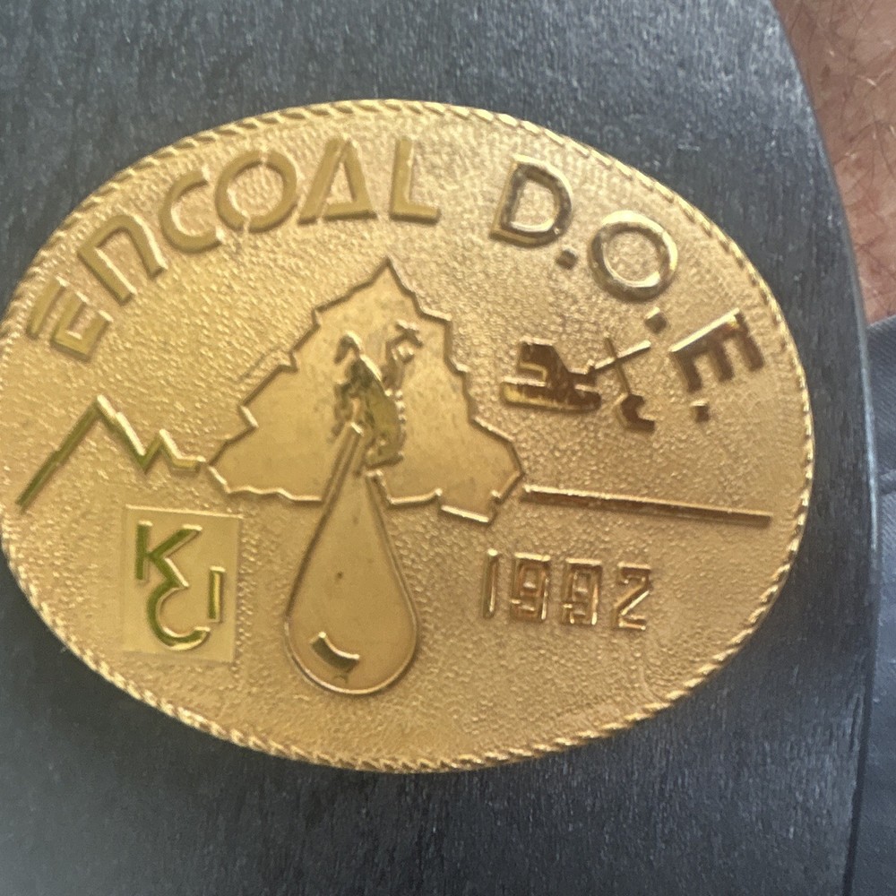 Men&rsquo;s Vintage Gold-Tone Encoal D.O.E. belt buckle from 1992