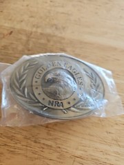 NRA National Rifle Association Golden Eagle Gold Tone 3D Raised Belt Buckle.