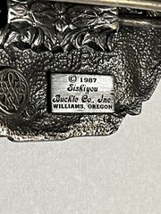 NICE PLUMBER BELT BUCKLE SOLID PEWTER WITH RED 1987 MADE IN USA SISKIYOU CO