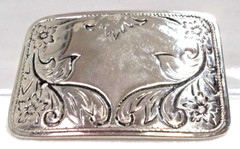 Belt Buckle Missing Coin Holder Western Style Silver Tones Rectangle 3.5&Prime;x2.5