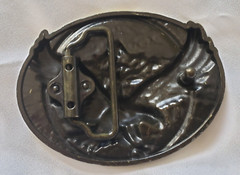 Bald Eagle Soaring 3D Image Aluminum Belt Buckle Golden Aged Bronze Color