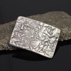 Handmade Metal Belt Buckle Rustic Texture Rectangular Unique Silverfa