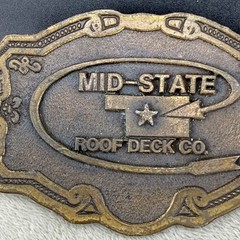 Vintage Hit Mid-State Roof Deck Co. Line USA Belt Buckle