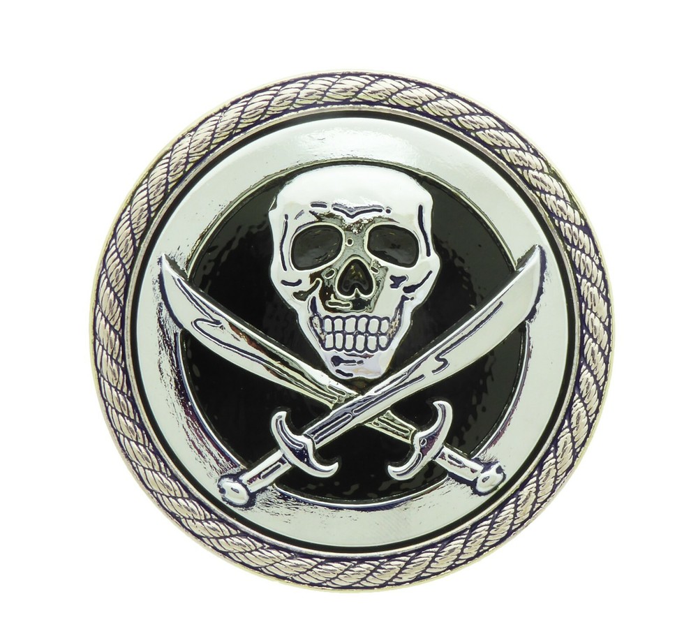 Skull Belt Buckle Skeleton Metal Gothic Tattoo Halloween Costume Silver Swords